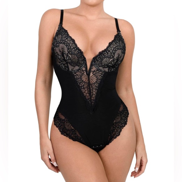 Amazon Other - Popilush Sexy Lace Deep-V Neck Bodysuit